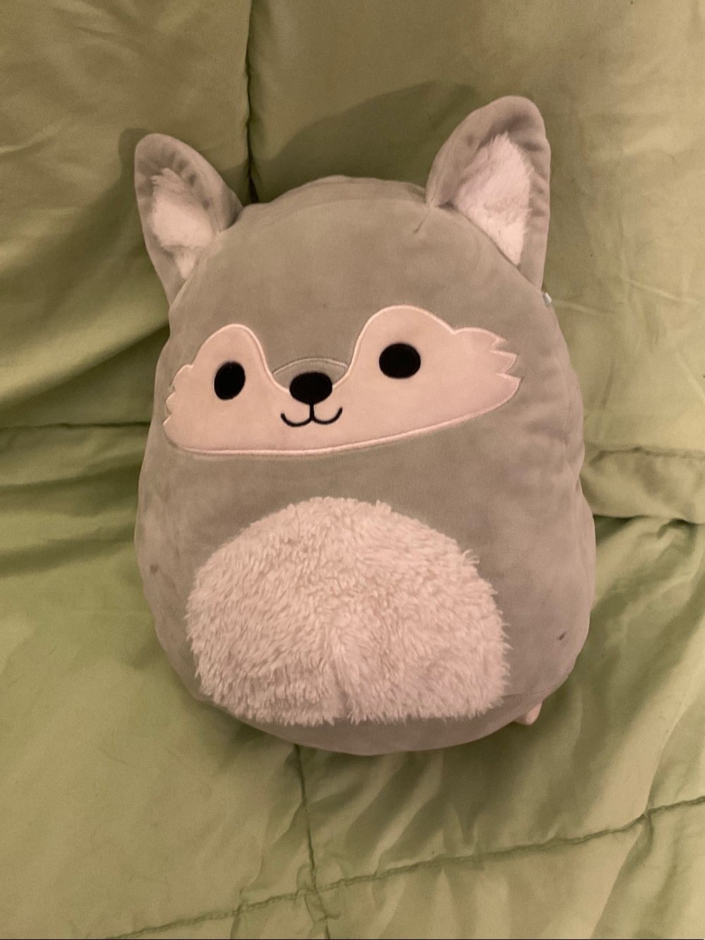 Squishmallows Grey and Cream Fox Plush Pillow